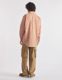 Gingham printed skater shirt - Spice & White
