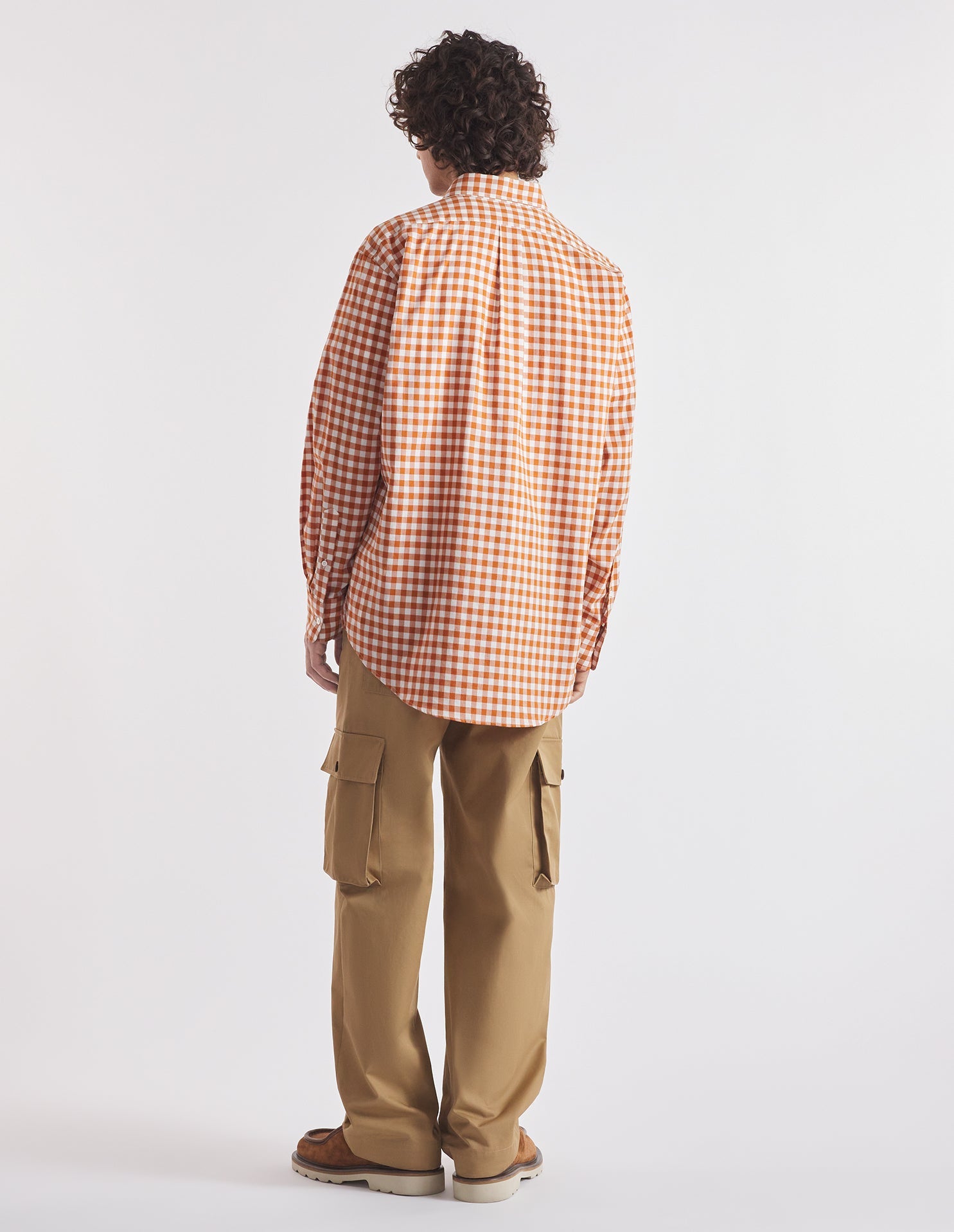 Gingham printed skater shirt - Spice & White