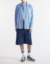 Shirt with badge - Light Blue & Green