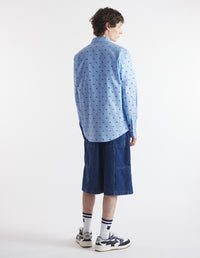 Shirt with badge - Light Blue & Green
