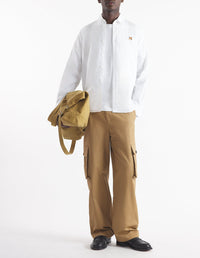 Shirt with badge - White
