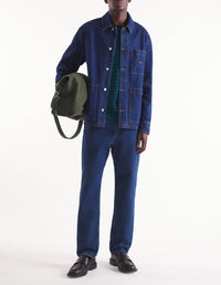 Embossed denim jacket - Stone Washed Indigo