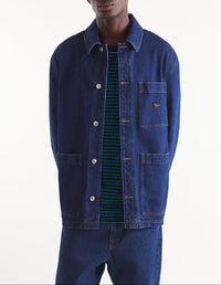 Embossed denim jacket - Stone Washed Indigo