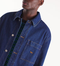 Embossed denim jacket - Stone Washed Indigo