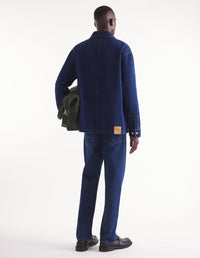 Embossed denim jacket - Stone Washed Indigo