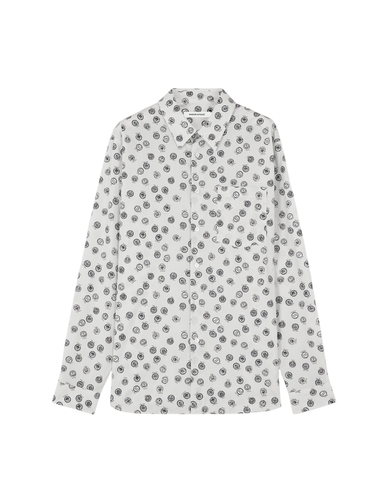 Chemise décontractée à motif avec poche - Grey Blue Design