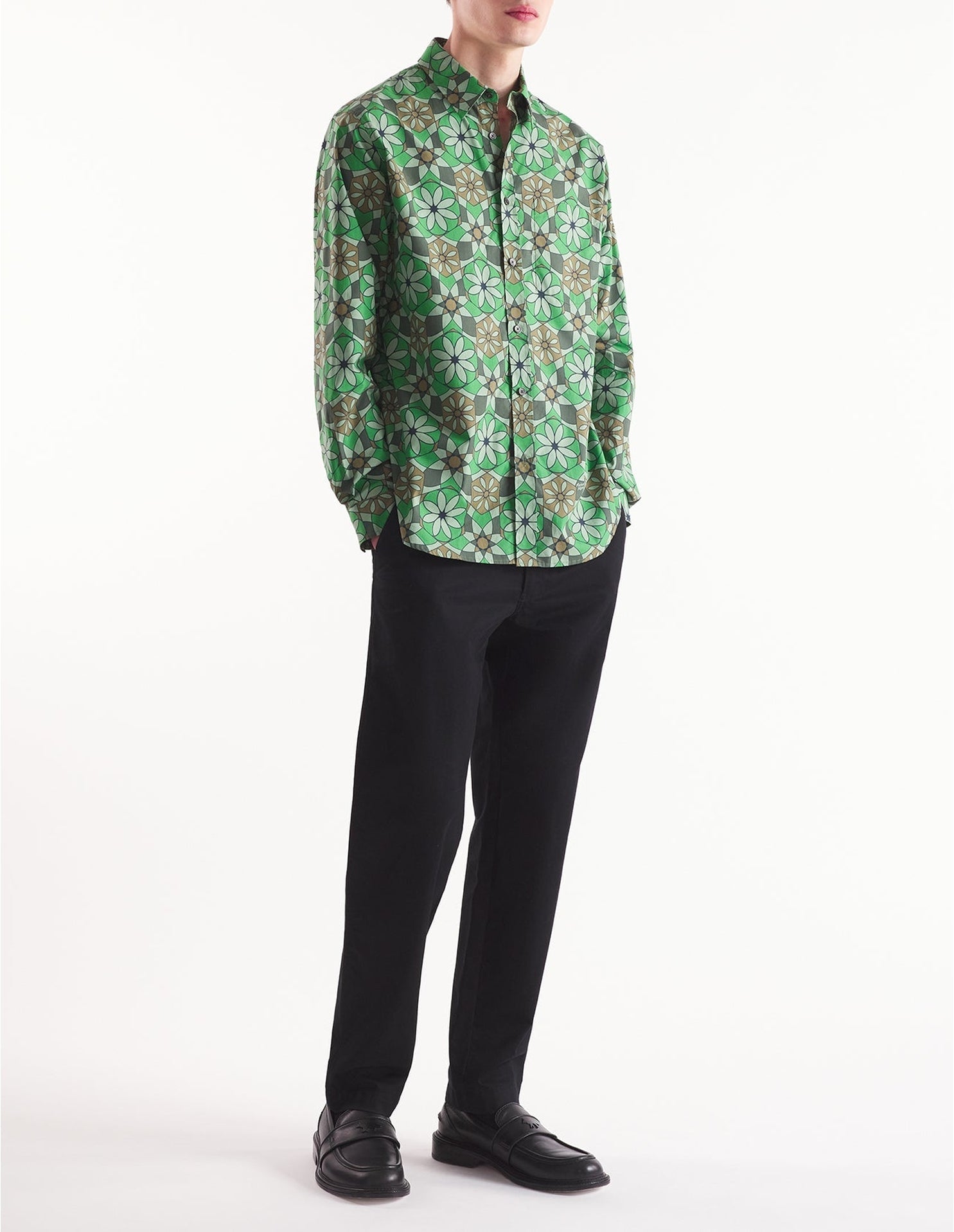 Kaleidoscope print casual shirt - Trail Green