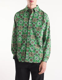 Kaleidoscope print casual shirt - Trail Green