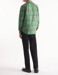 Kaleidoscope print casual shirt - Trail Green