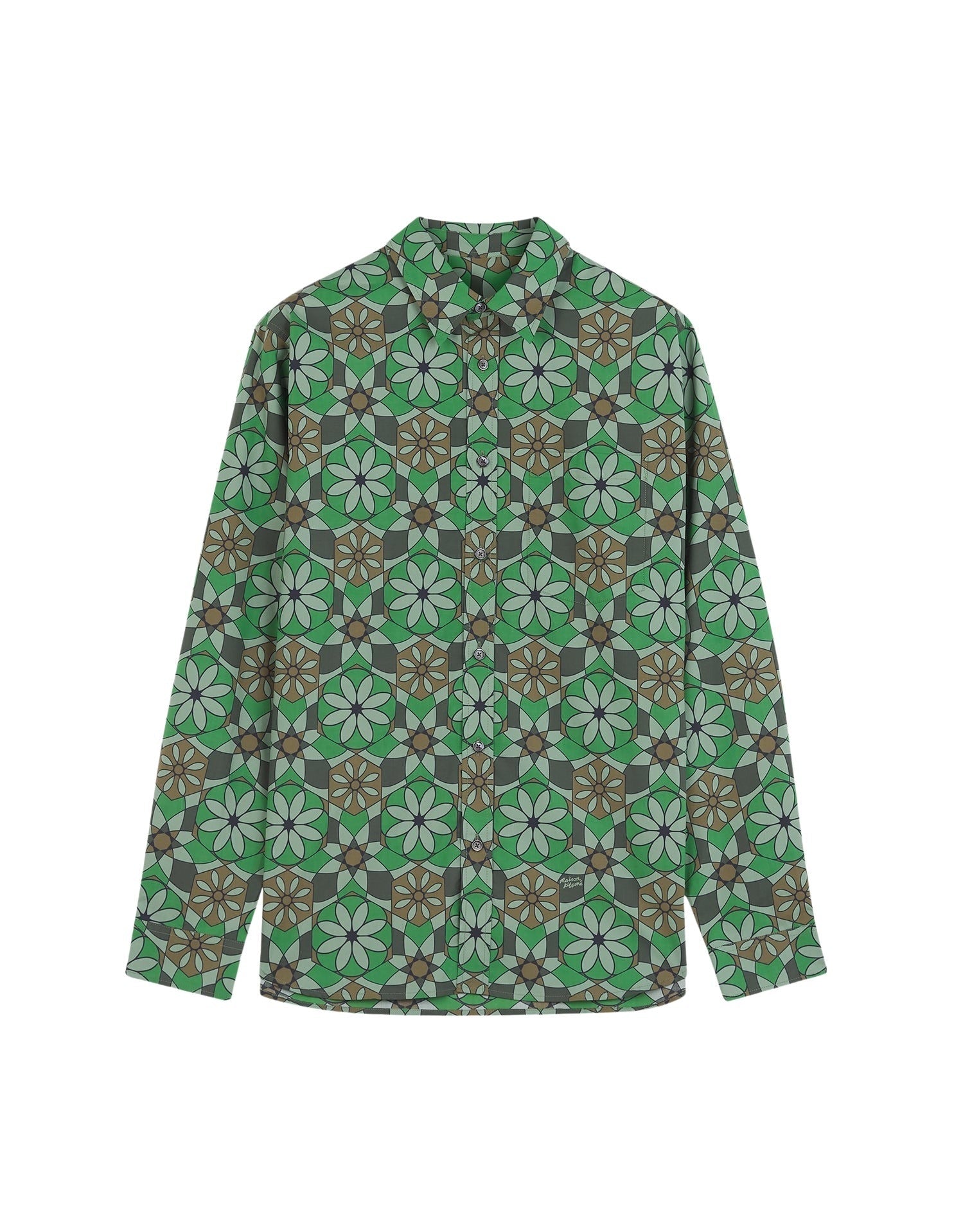 Kaleidoscope print casual shirt - Trail Green