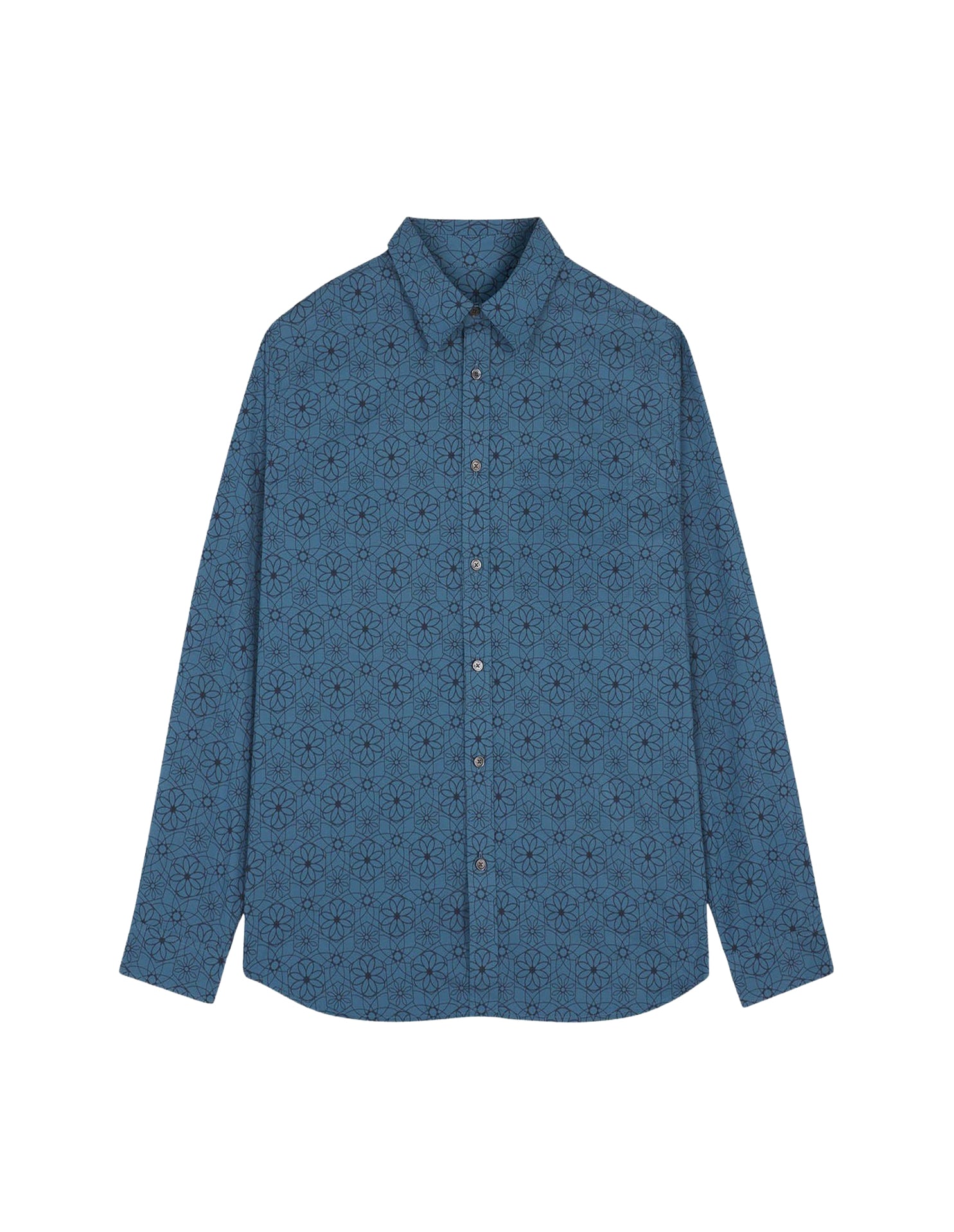Kaleidoscope print casual shirt - Lake Blue