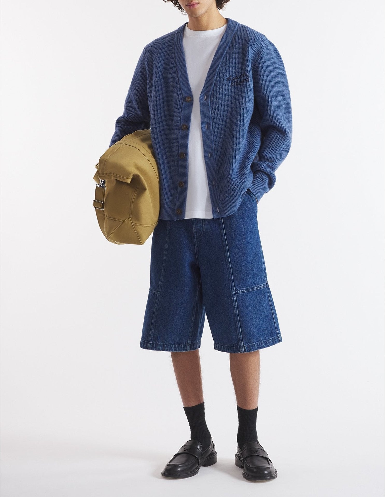 Cardigan avec inscription en laine - Storm Blue