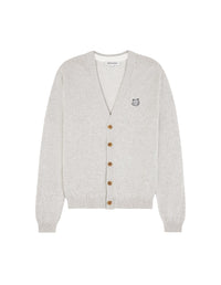 Bold Fox Head V-neck cardigan with crest - Grey Melange