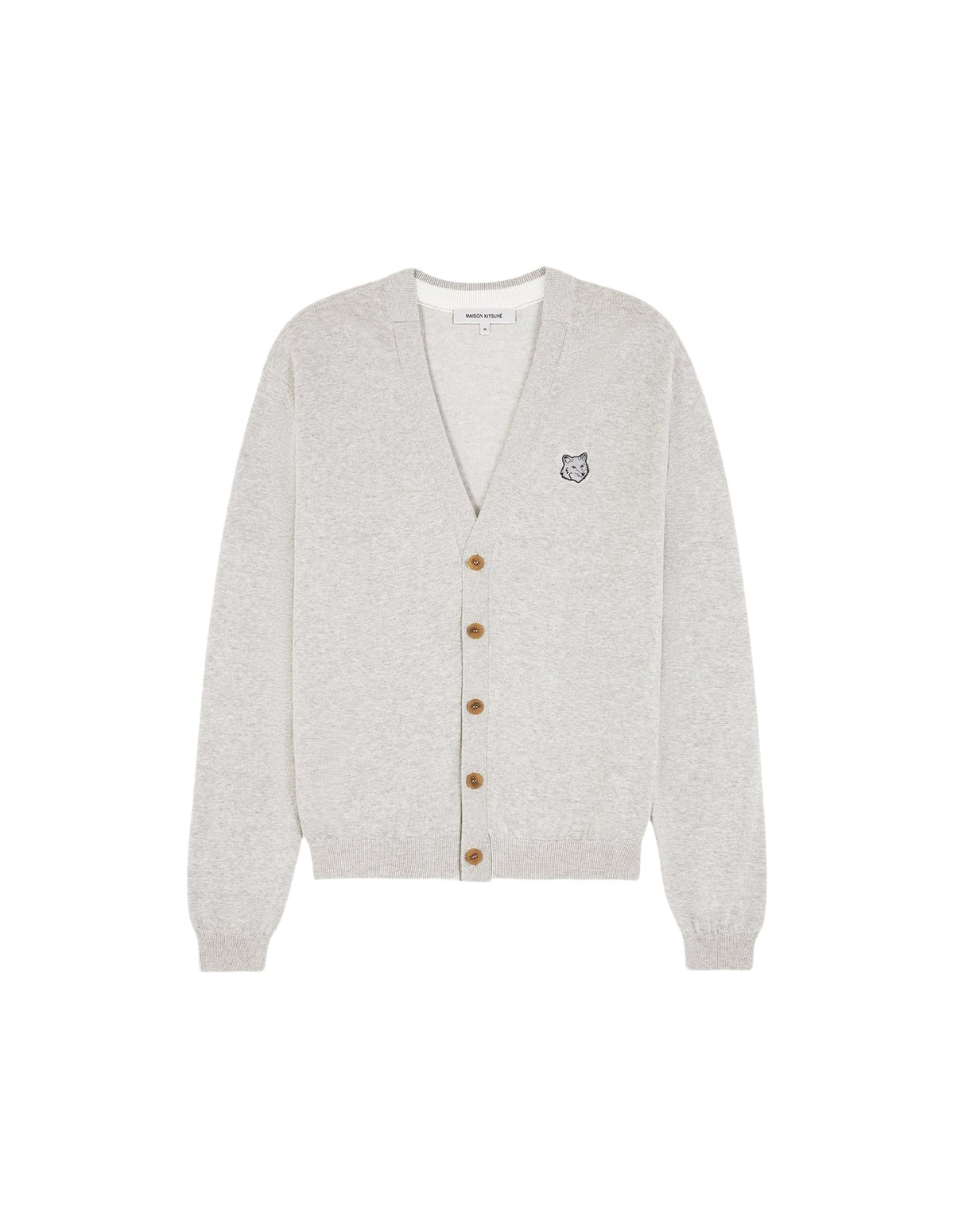 Cardigan Bold Fox Head à col V avec écusson - Grey