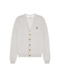 Cardigan Bold Fox Head à col V avec écusson - Grey Melange