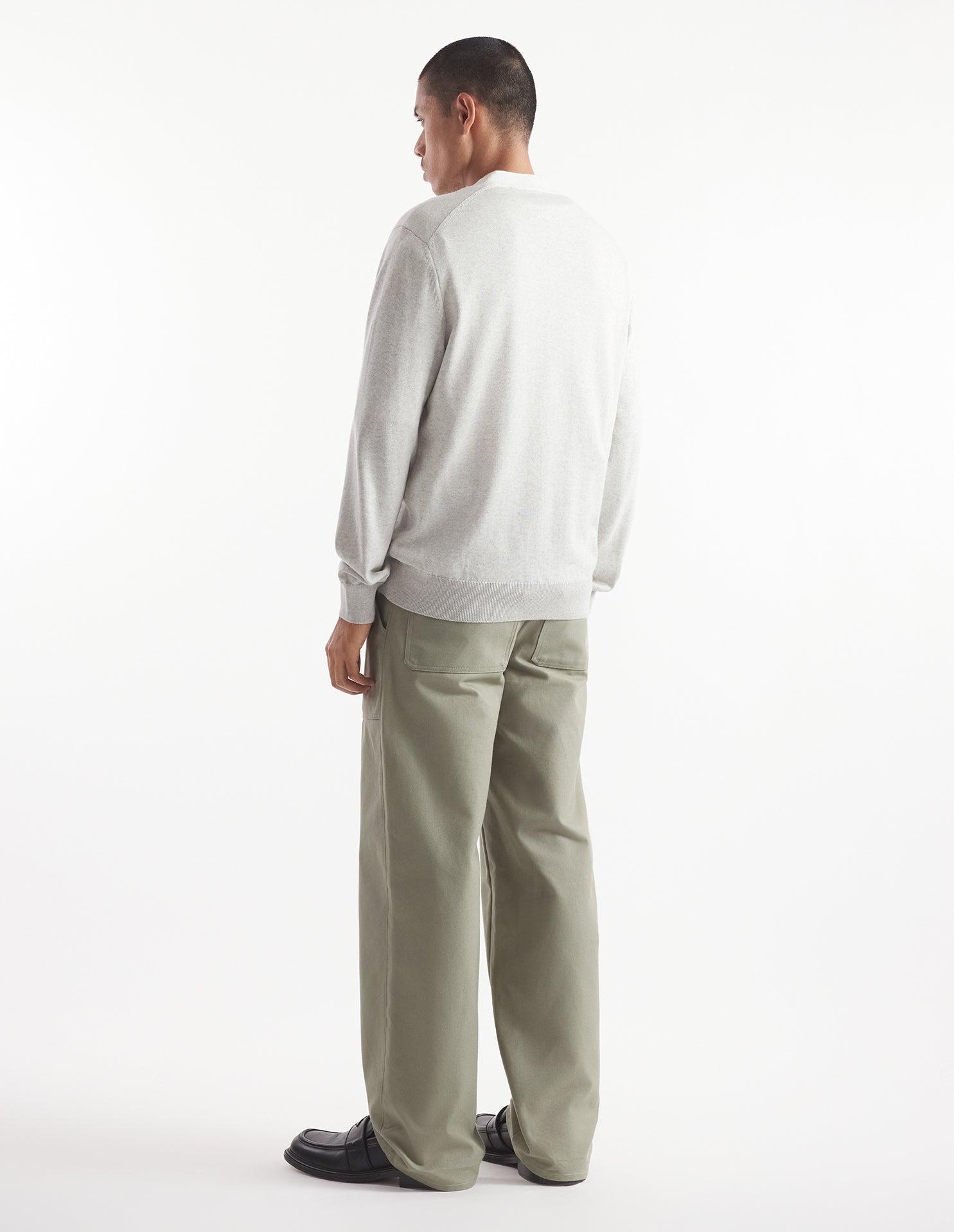 Bold Fox Head wool V-neck cardigan - Light Grey Melange