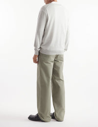 Bold Fox Head wool V-neck cardigan - Light Grey Melange