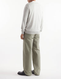 Cardigan Bold Fox Head à col V en laine - Light Grey Melange