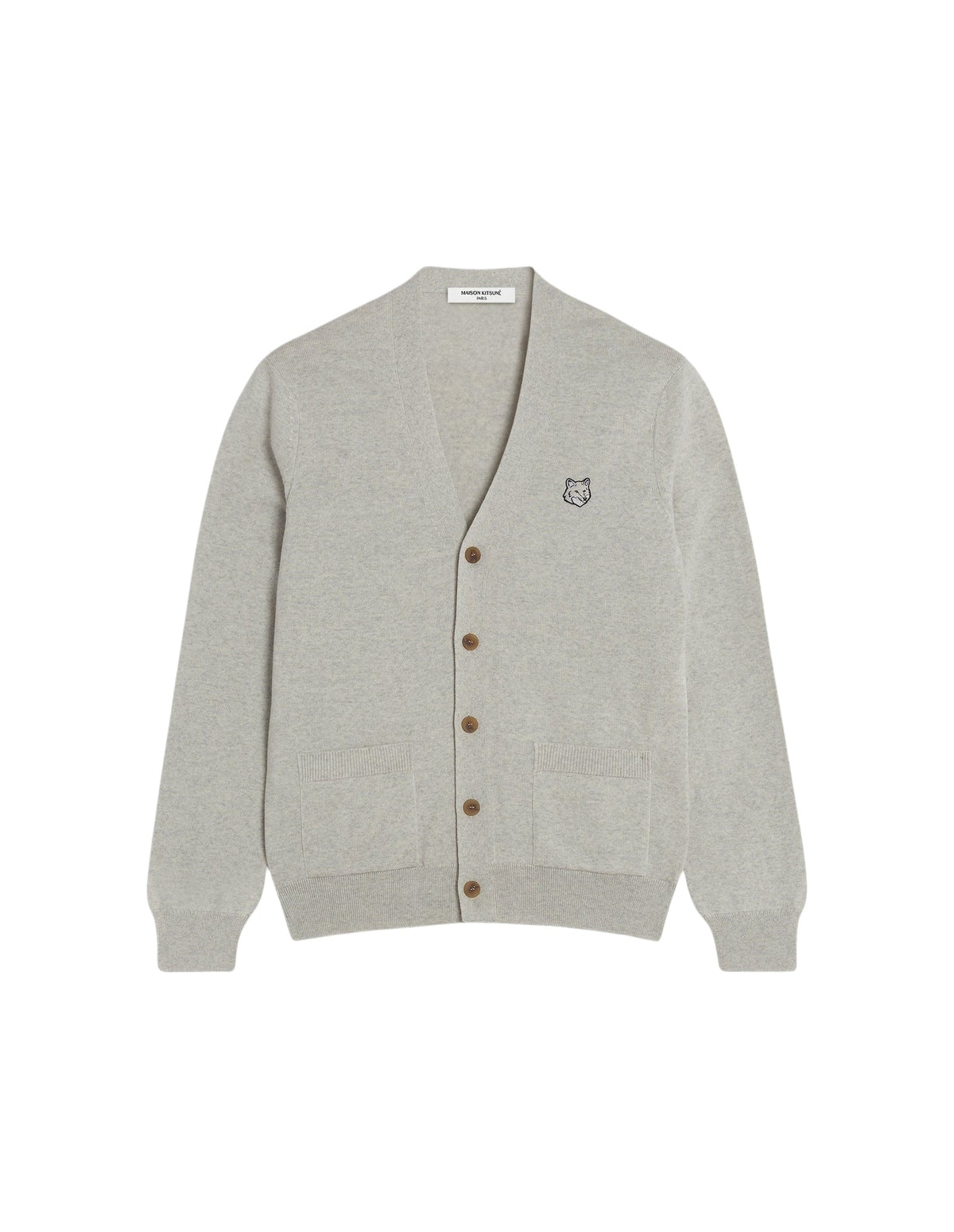 Cardigan Bold Fox Head à col V en laine - Light Grey