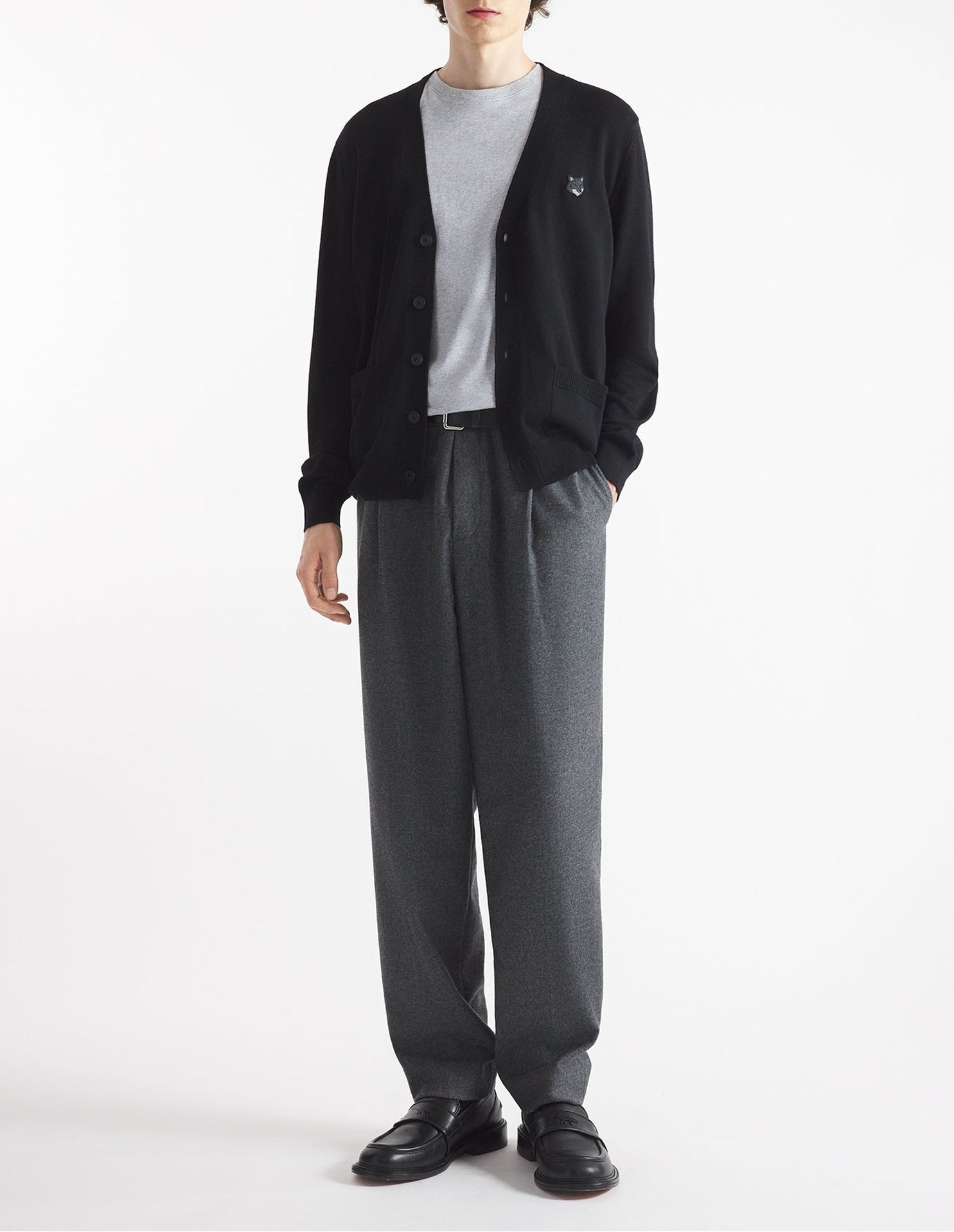 Bold Fox Head wool V-neck cardigan - Black