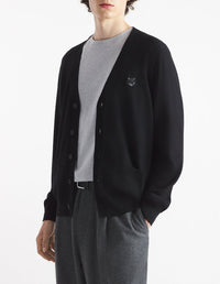 Cardigan Bold Fox Head à col V en laine - Black