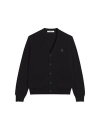 Cardigan Bold Fox Head à col V en laine - Black