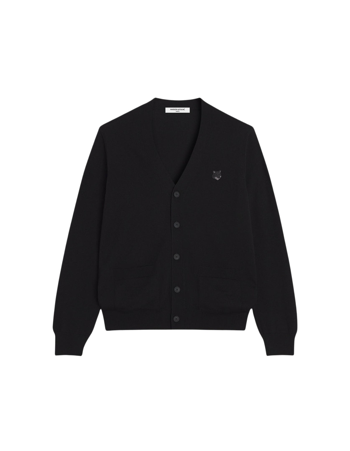 Cardigan Bold Fox Head à col V en laine - Black