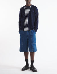 Bold Fox Head wool V-neck cardigan - Ink Blue