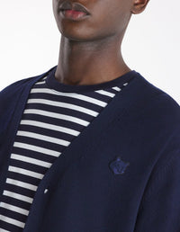 Bold Fox Head wool V-neck cardigan - Ink Blue