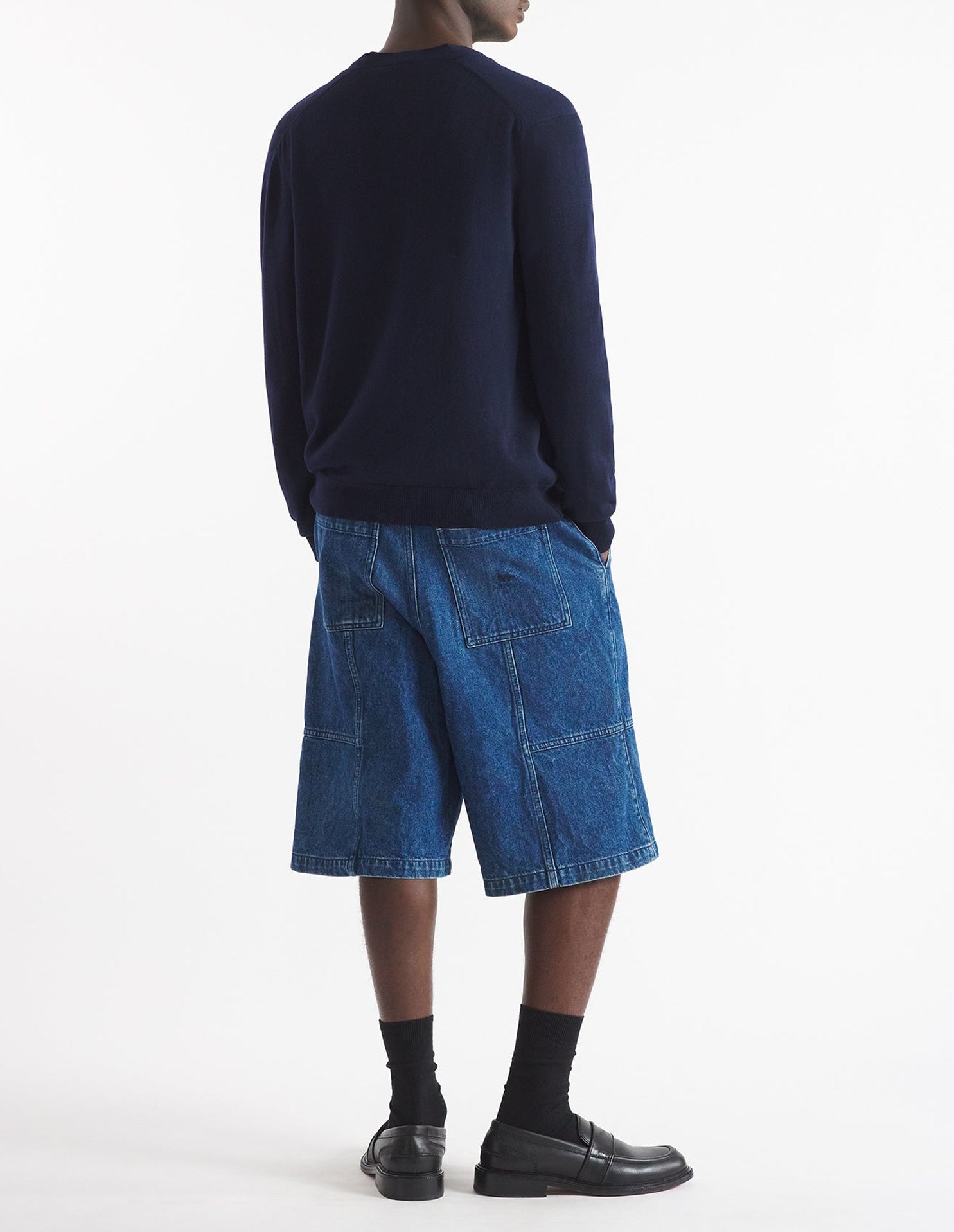 Bold Fox Head wool V-neck cardigan - Ink Blue