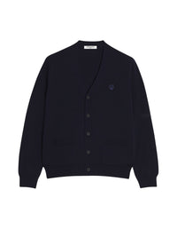 Bold Fox Head wool V-neck cardigan - Ink Blue