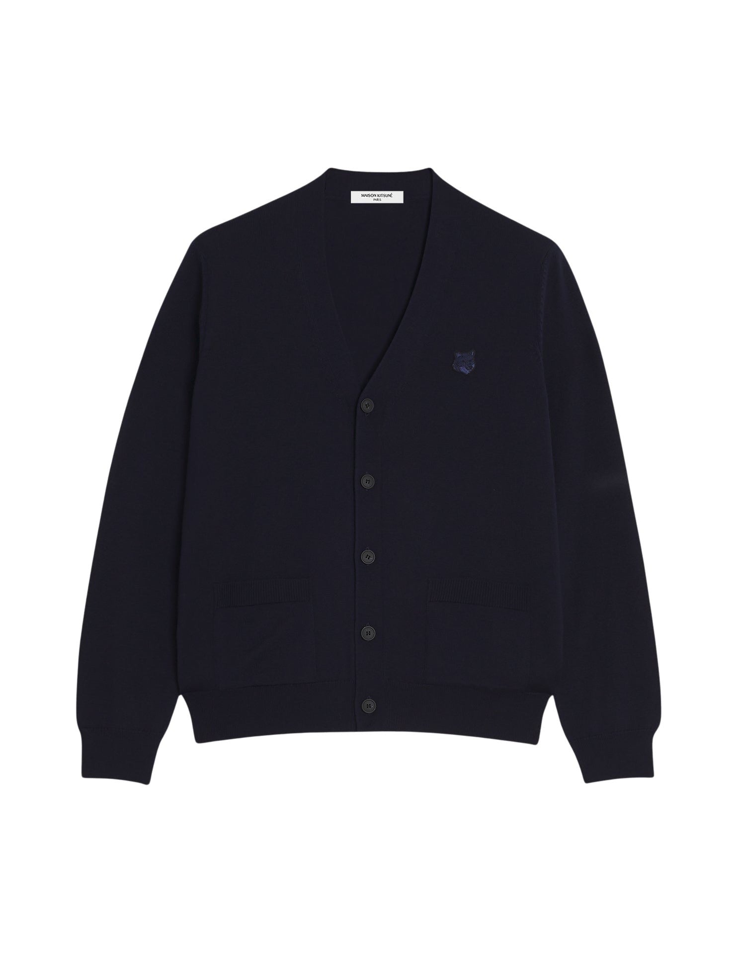 Bold Fox Head wool V-neck cardigan - Ink Blue