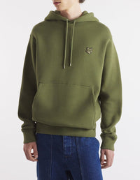Bold Fox Head and long sleeve hoodie - Military Green
