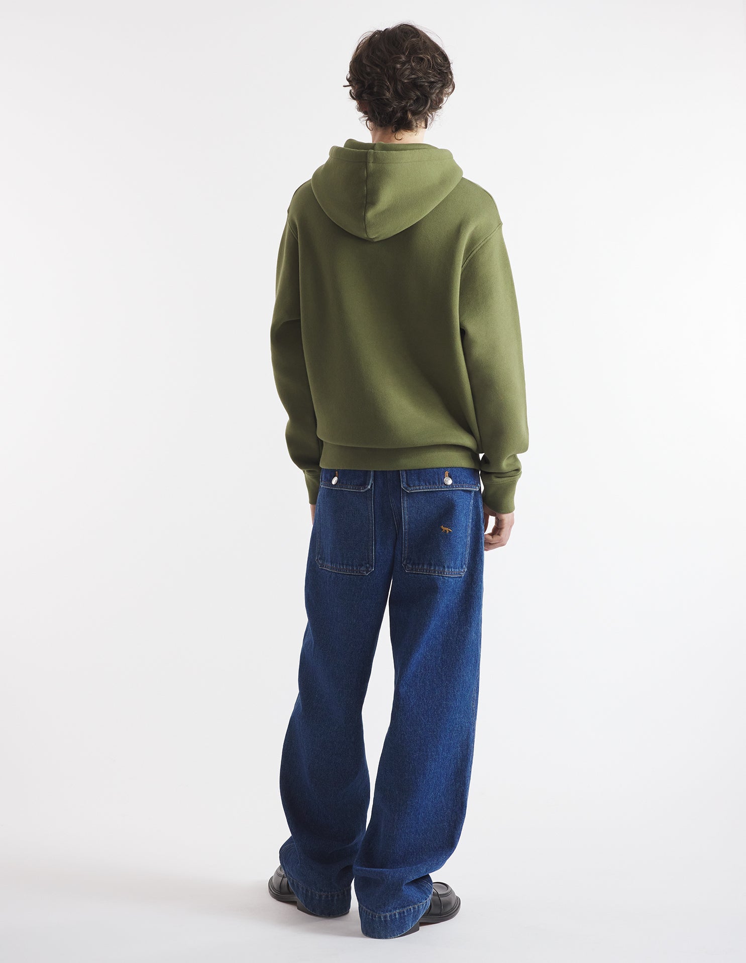 Bold Fox Head and long sleeve hoodie - Military Green