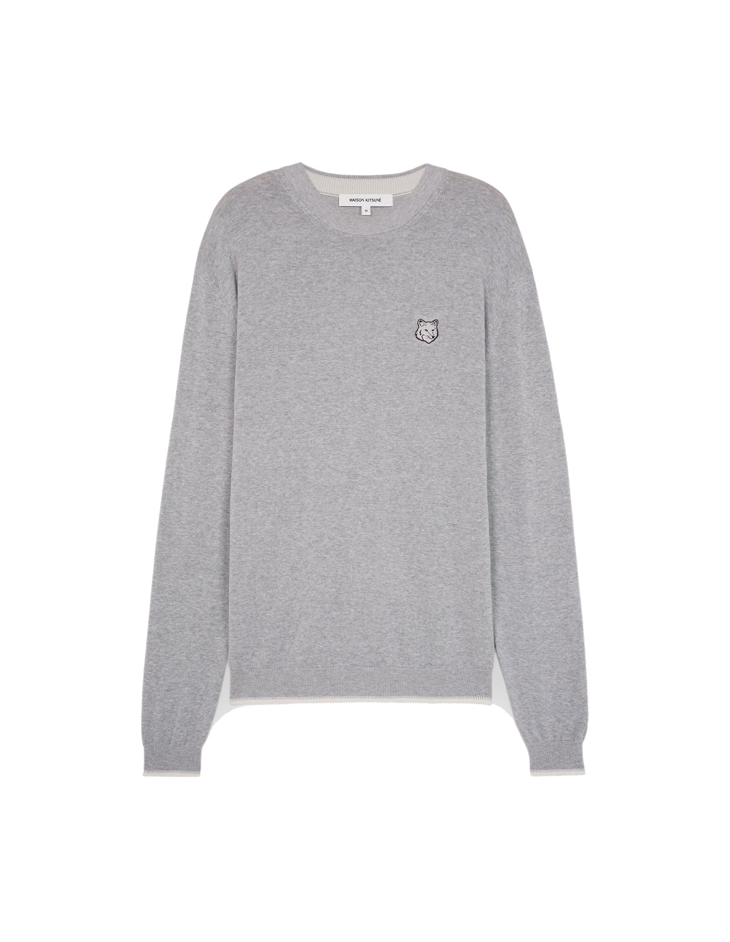 Pull Bold Fox Head à manches longues avec écusson - Grey Melange