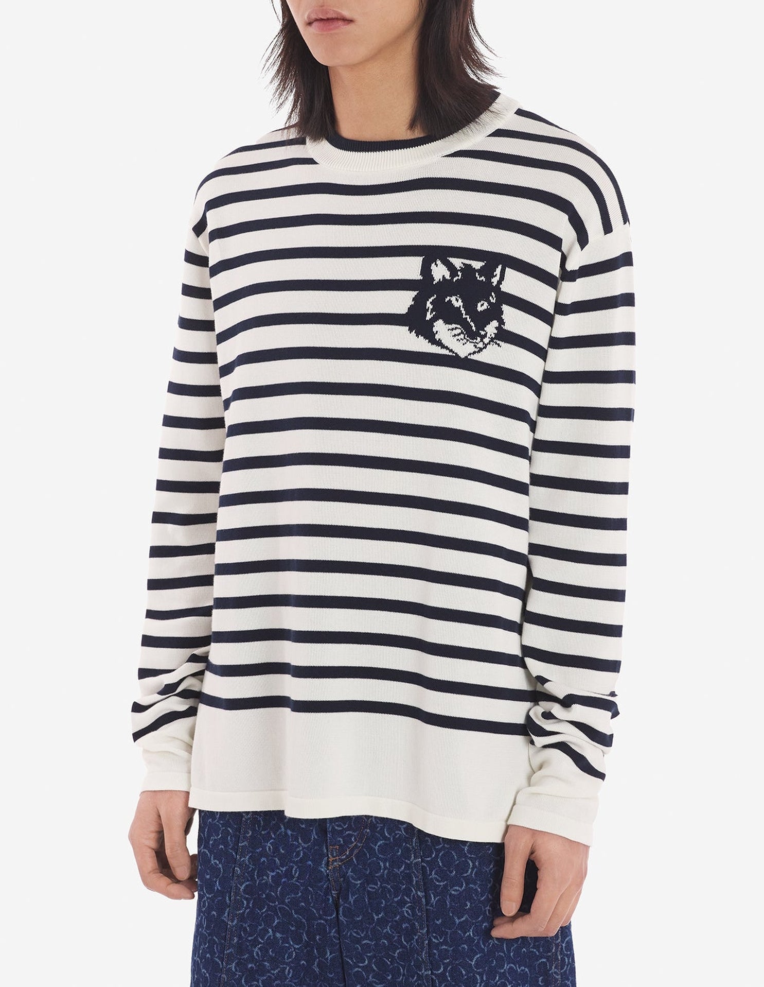 Fox Head striped jumper - Navy White Stripes