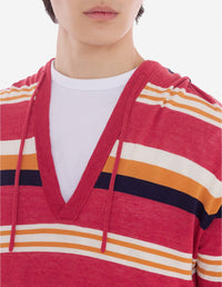 Striped linen blend hoody - Hibiscus Ink Stripes