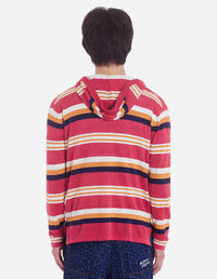Striped linen blend hoody - Hibiscus Ink Stripes