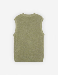 Pull oversize sans manches avec broderie - Khaki Green Melange