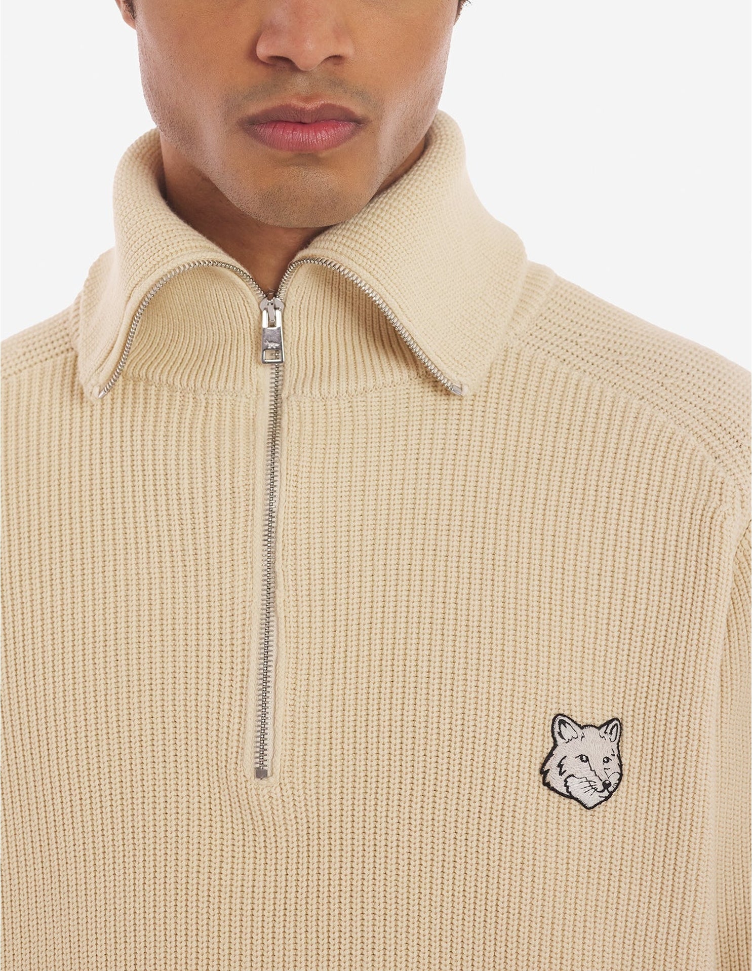 Pull Bold Fox Head à col zippé avec écusson - Paper