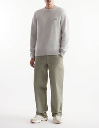 Embroidered jumper with wool crest - Light Grey Melange