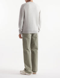 Embroidered jumper with wool crest - Light Grey Melange