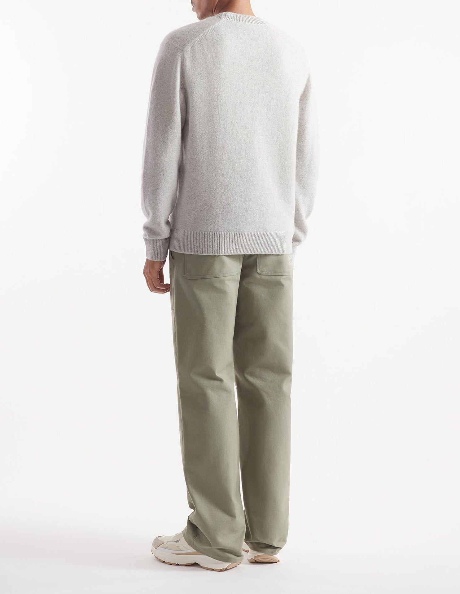 Embroidered jumper with wool crest - Light Grey Melange