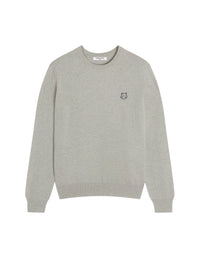 Embroidered jumper with wool crest - Light Grey Melange