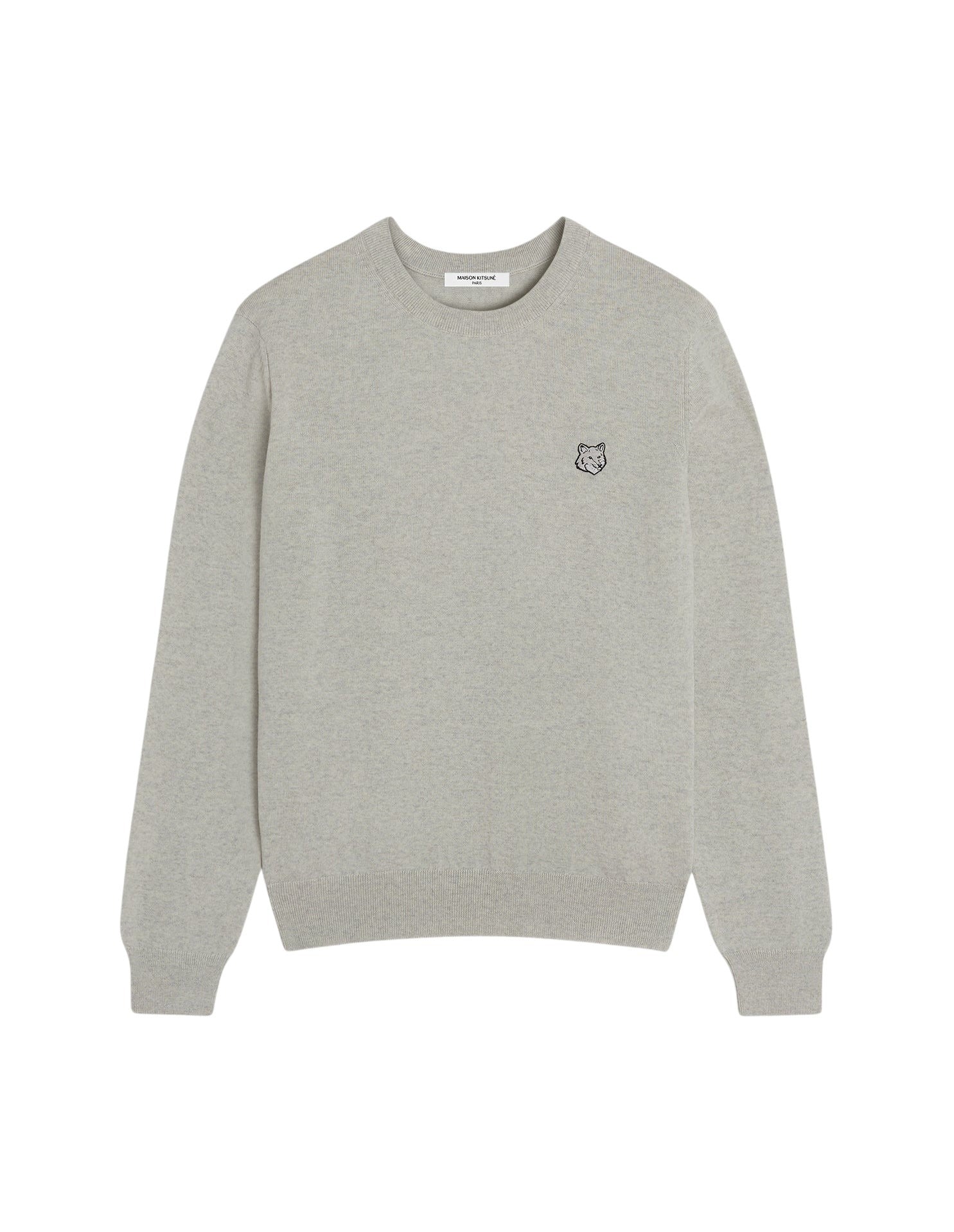 Embroidered jumper with wool crest - Light Grey Melange