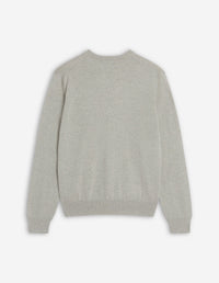 Embroidered jumper with wool crest - Light Grey Melange