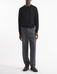 Pull brodé avec écusson en laine - Black