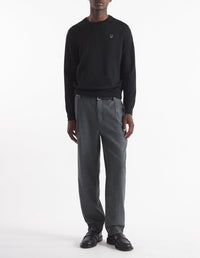 Embroidered jumper with wool crest - Black