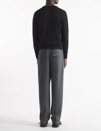 Embroidered jumper with wool crest - Black