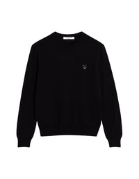 Embroidered jumper with wool crest - Black